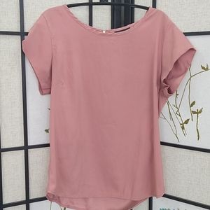Blush Pink zipper Back short sleeve blouse